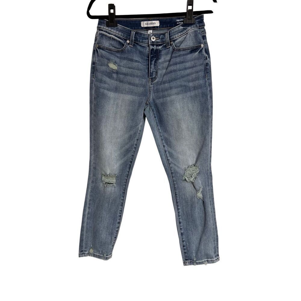 Lila Ryan Jeans Womens Size 30 Blue The Louise Mid-Rise Skinny‎ Crop Distressed